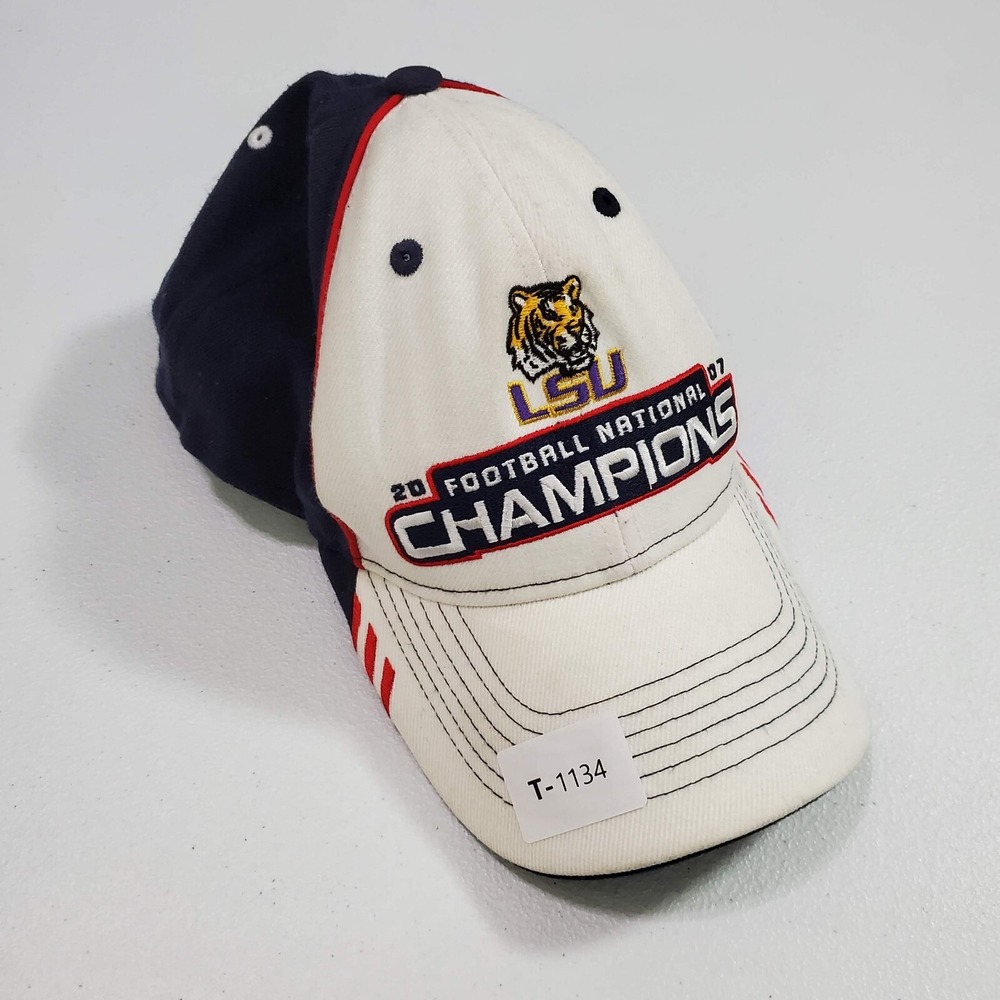 VINTAGE LSU Tigers Men Hat OS White Strapback Adidas‎ 2007 National Champions
